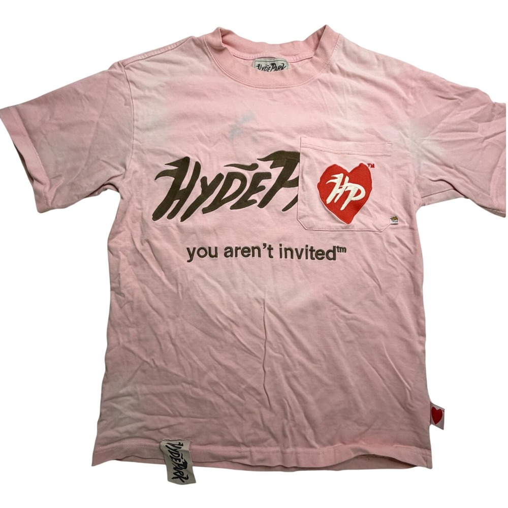 Hyde Park Goods You Aren't Invited Pink Pocket T-Shirt Mens Small Streetwear